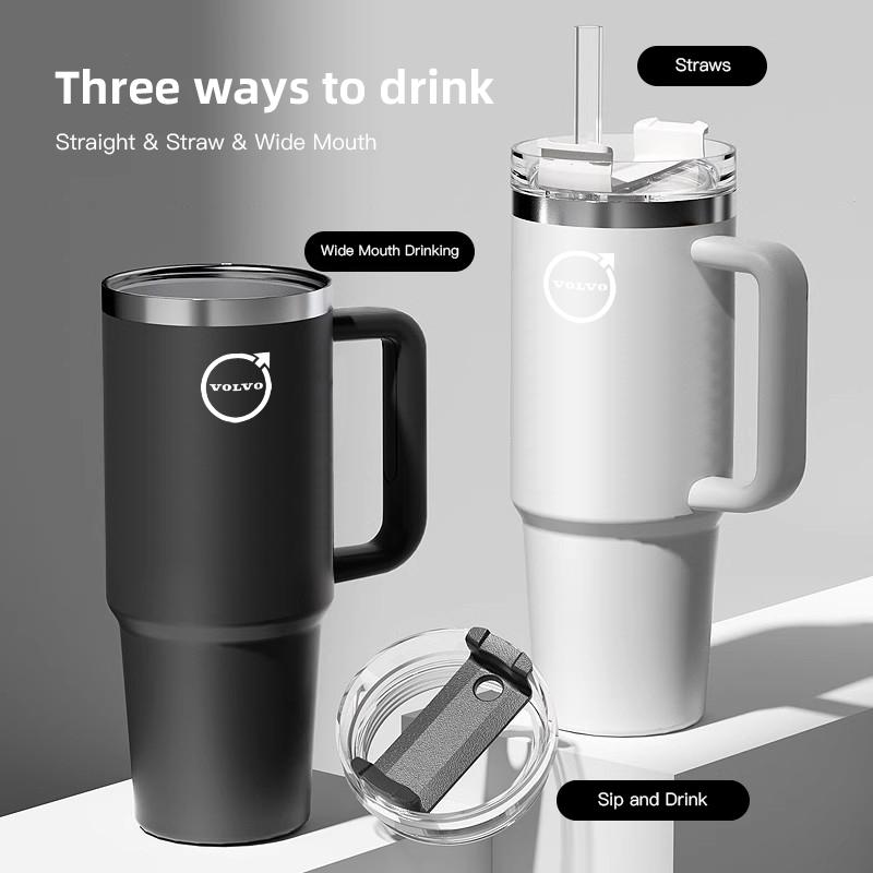 AABAO1 Car Logo Thermos Cup High Quality Insulated Thermos Double Wall Thermal Iced Travel Cup For Volvo V50 S60 S90 S80L EX30 V40 XC90
