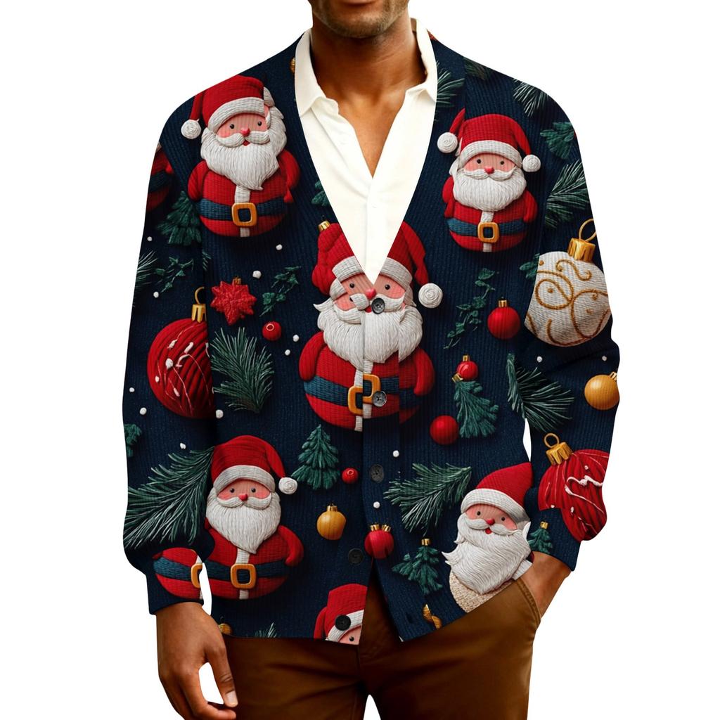 Мужской кардиган с длинным рукавом, рубчатой вязки