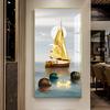 Fengshui Gold Ship Abstract Boat Canvas Painting Wall Art Zen Stone Rich Tree Posters and Prints for Living Room Decor No Frame