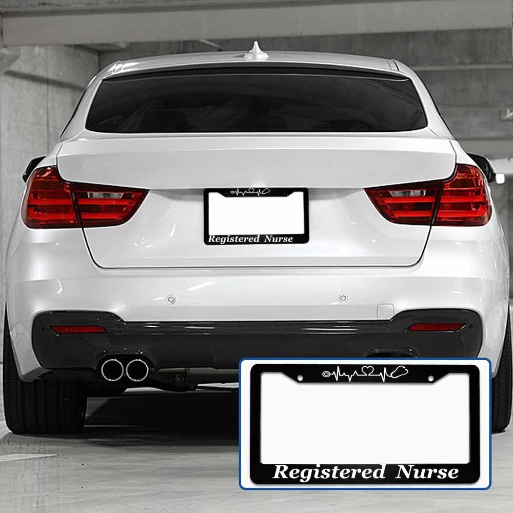 License Plate Frame Registered Nurse Stainless Steel License Plate Frame With 2 Holes & Free Screws 12.2 X 6.3 Inches