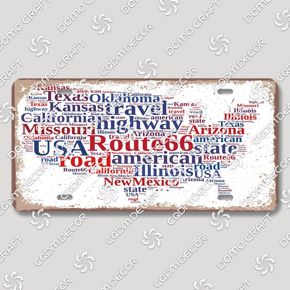 Винтажная металлическая табличка US Route, Декор для стены, Ретро плакат с автомобилем, Табличка для гаража, мотеля, бара, клуба, автозаправки, Идеальный домашний декор
