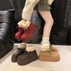 Ретро матовые короткие хлопковые сапоги для женщин на осень и зиму 2025, новые бархатные теплые пушистые на толстой подошве хлопковые туфли