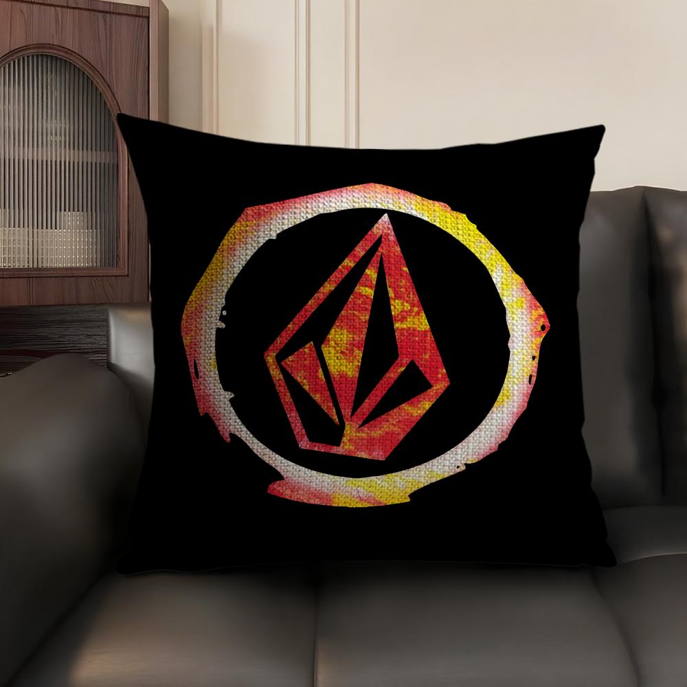 Fashion VVolcomS LOGO Cushion Cover Natural Linen Organic Fabric DoubleSided Printing Sofa Home Decor Gift Pillow Case