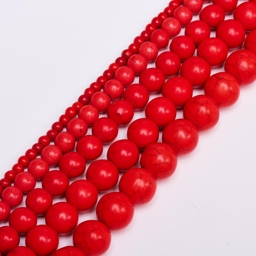 Loose Beads for Necklace Bracelet DIY Beaded Material Natural Stone 15-40pcs Fashion Jewelry Making Beads 4-14mm Red Turquoise  Pendant Accessories