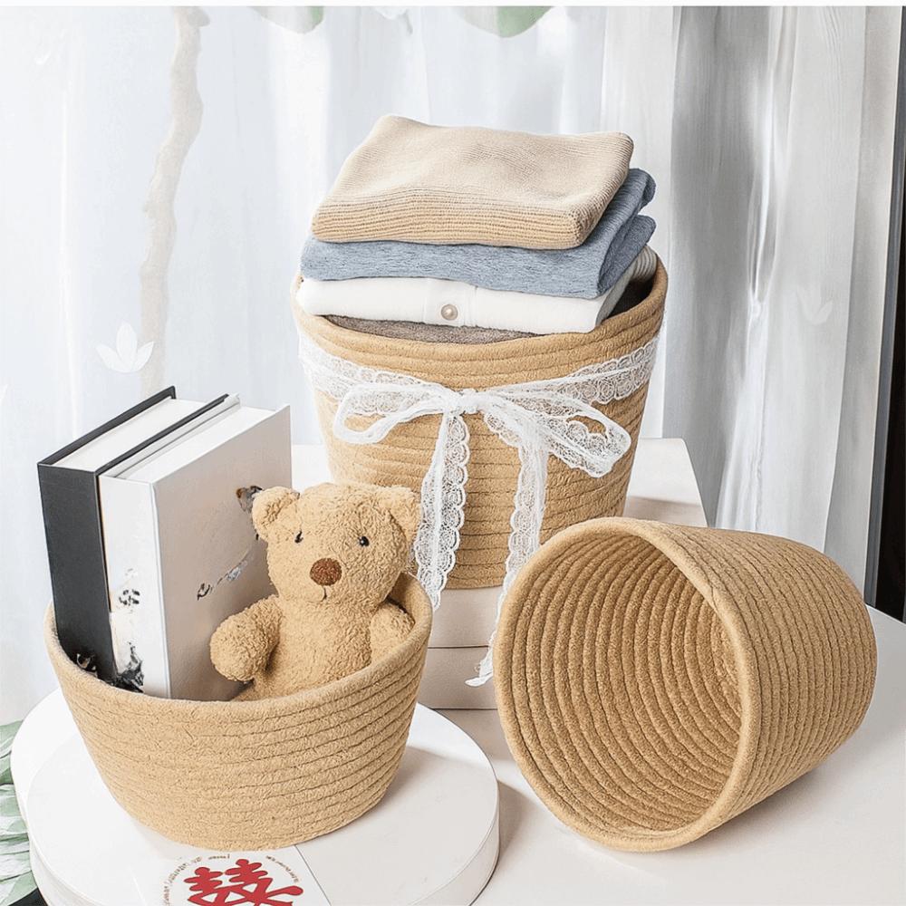Modern Cotton Rope Woven Basket Nordic Style Woven Flowerpot Storage Basket Garden Use