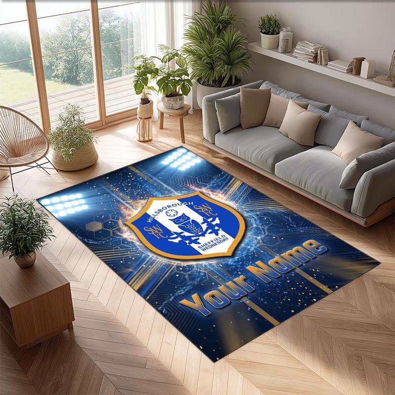 Sheffield Wednesday FC Printed Crystal Velvet Rug Non‑Slip Crystal Velvet Carpet For Sofa Bedroom Indoor Home Decoration