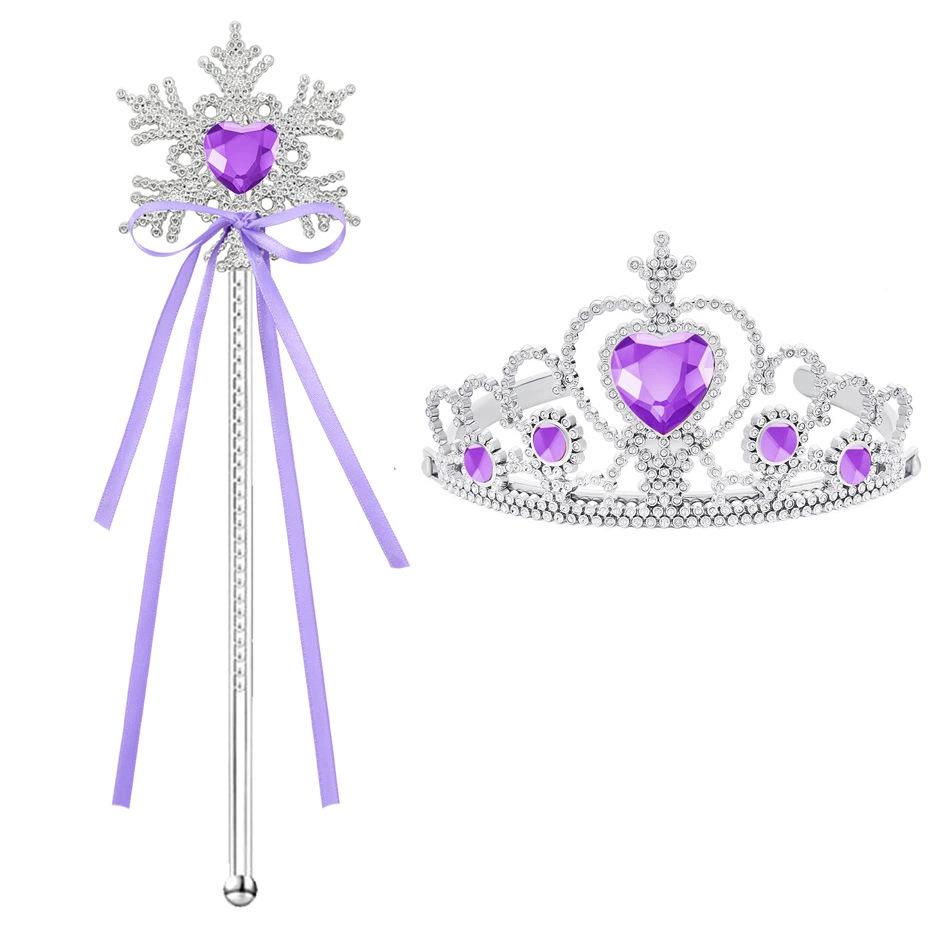 Elsa Sequin Classic Train Dress with Wig In Purple and Blue