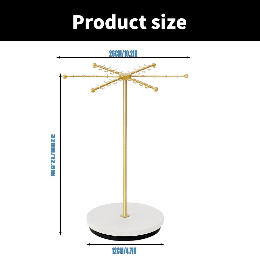 Rotating Necklace Holder Jewelry Stand 48 Hooks for Necklaces Earrings Keychains Bracelets Display Accessory Organiser