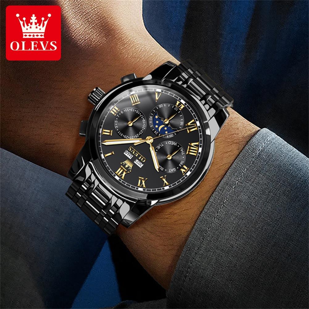 OLEVS 6692 Bussiness Dress Automatic Mechanical Watch for Men Moon Phase Waterproof Calendar Men's Wristwatch Luxury
