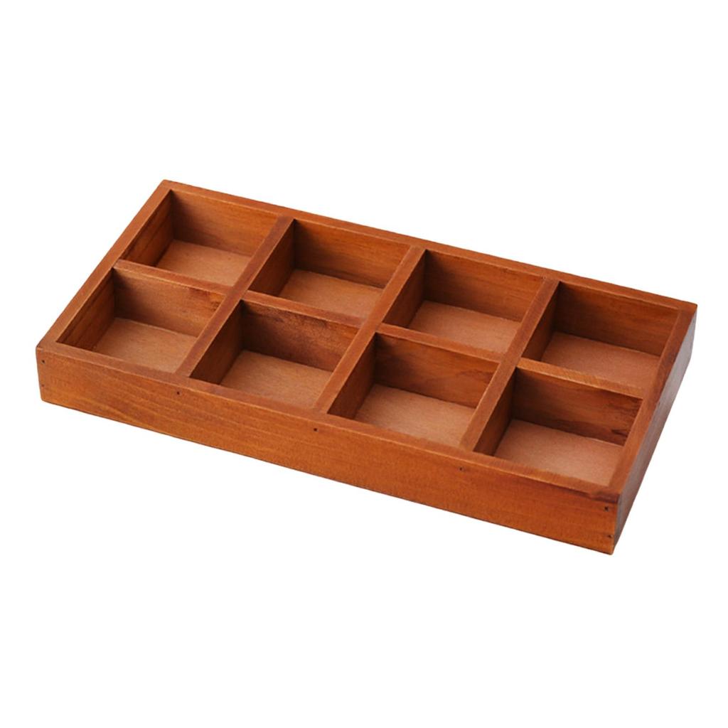 Wooden Divided Storage Box Sturdy Versatile Showcase Display Holder Practical 8 Grid for Mini Flowerpots Collectibles Jewelry