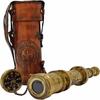 Brass Pirate Telescope Camping Accessories Telescope for Adults Marine Sailor Spyglass, 18 Inch Brass Brown Leather Case Nautical Gift