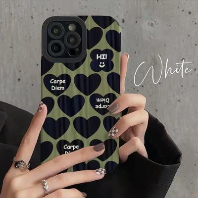 Модный милый чехол с рисунком в виде сердца любви зеленого цвета для iPhone XR XS X 7 8 Plus 11 12 13 14 15 Pro Max Mini SE простой силиконовый чехол