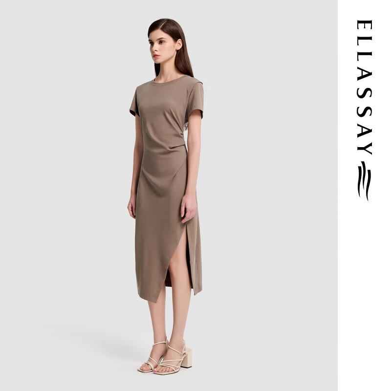 ELLASSAY Летнее платье-трапеция с коротким рукавом из смесовой хлопковой ткани 2026