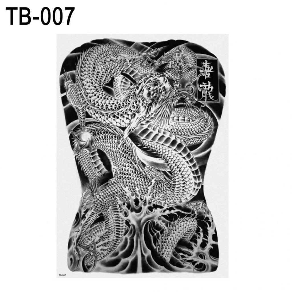 Large Black Men Women Waterproof Body Art Full Back Temporary Tattoo Stickers