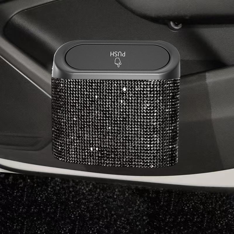 Car Door Trash Bin Bliing Girls Unbrella Storage Box Barrel Plastic Seat Back Garbage Dust Case Trash Can For Women Interior