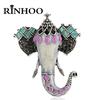 Rinhoo Lovely Enamel Elephant Shape Brooch Crystal Rhinestone Animal Elephant Pins Brooches For Women Kids Scarf Clothes Jewelry