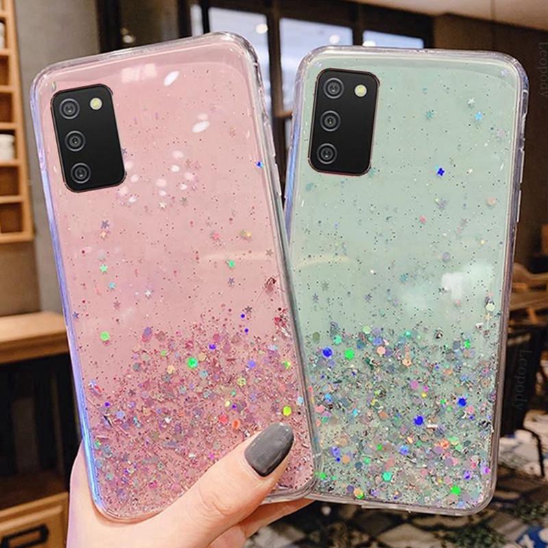 Защитный чехол с серебряной фольгой и блестками для Samsung A23, A03, Note20 и S22 Ultra
