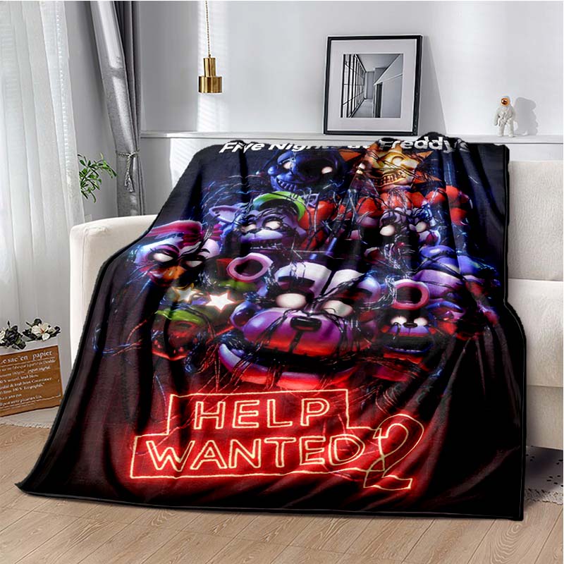 F-Five-Nights at F-Freddy's Game Print Flannel Blanket Cozy Warm Throw Bedroom Sofa Present Indoor Home Lounge Bedding Decor