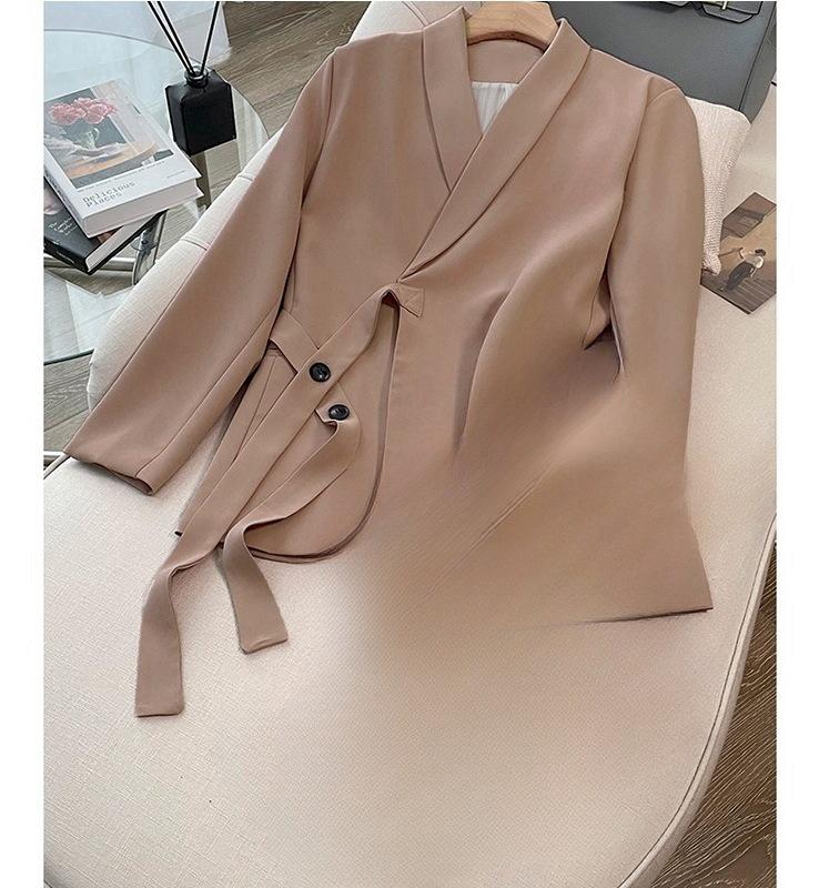 Корейский костюм-двойка Socialite 2024 со шнуровкой: Женский свободный стиль весна/осень