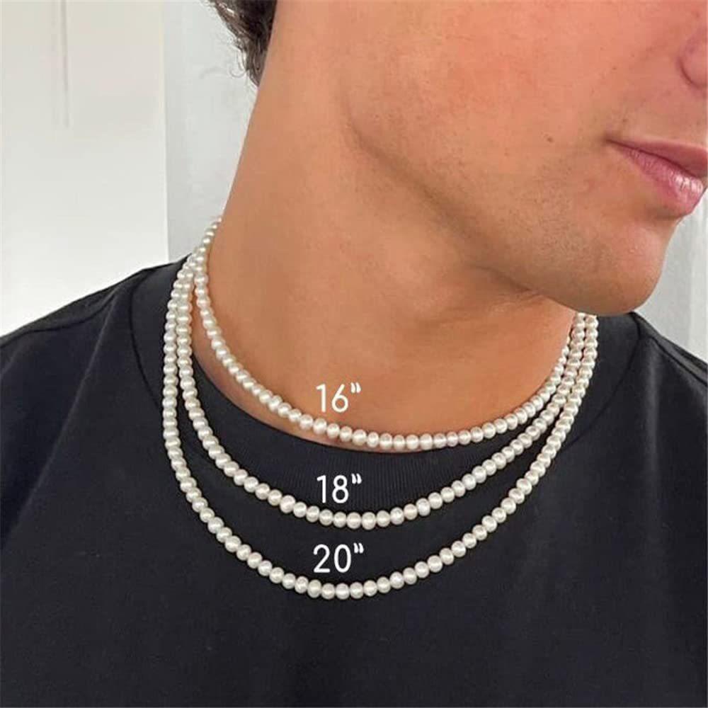 Artificial Pearl Necklace Men Simple Handmade Strand Bead Necklace Choker Men Jewelry for Women Girls Wedding Banquet Necklaces