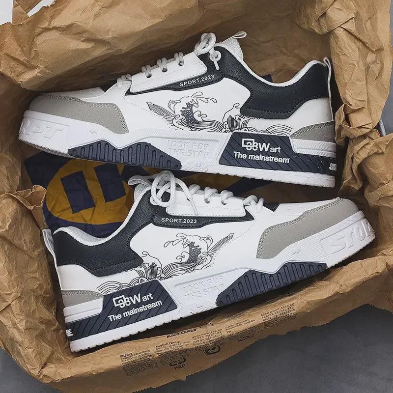 2025 Мужские белые повседневные кроссовки на толстой подошве — модный стиль весна/лето