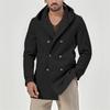 Men's Casual Warm Versatile Lapel Solid Color Double-breasted Windbreaker Jacket