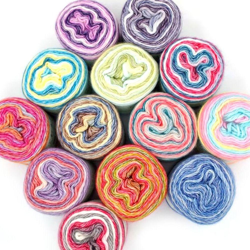Hand-woven Rainbow Woollen Yarn 100g Multi-Color Yarn Fancy Blend Yarn Cake Yarn  Cushion