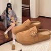 Круглая голова одна педаль универсальные плоское дно весна и осень Birkenstock обувь мешок голова половина тапочек ленивый стиль