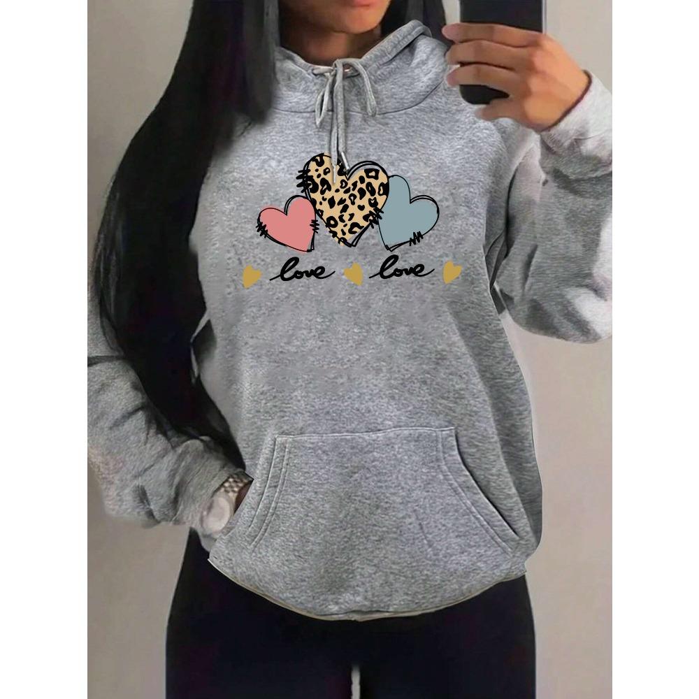 Розовый леопардовый принт сердце комбинированная печать женское худи свободное хип-хоп худи повседневная флисовая спортивная одежда Y2K худи