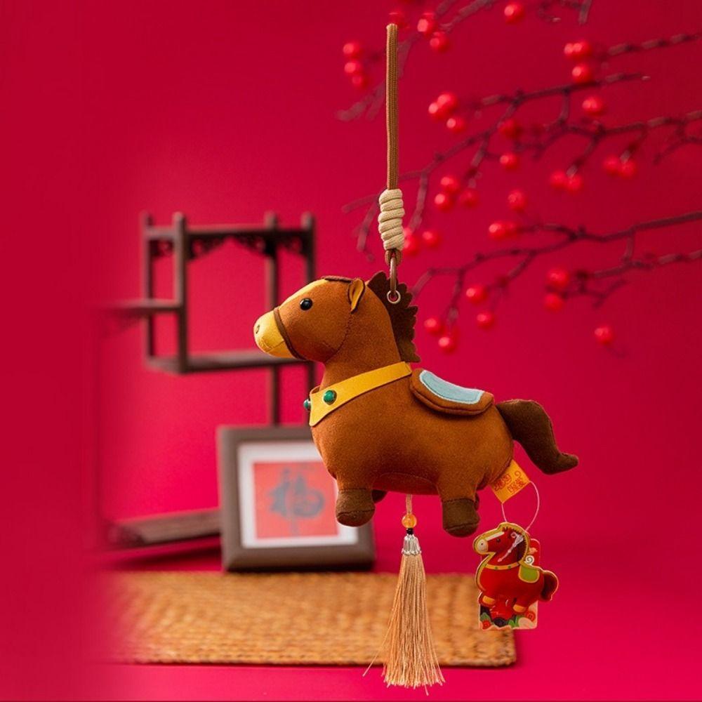 Realistic Pony Plush Keychain Ultra-soft Stuffed Year Horse Mascot for Year of The Horse