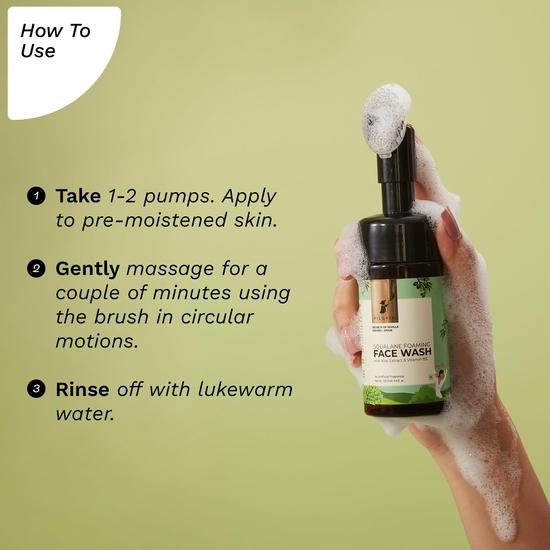 PILGRIM Spanish Squalane Foaming Face Wash |Face Wash with brush|Non Drying Cleanser for Face |For Men & Women | 120ml