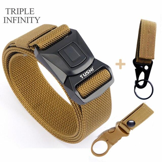 Новый мужской ремень для брюк, цинковый сплав, сменная пряжка, защитные мужские ремни для работы на открытом воздухе, быстросохнущий прочный нейлоновый повседневный вязаный ремень