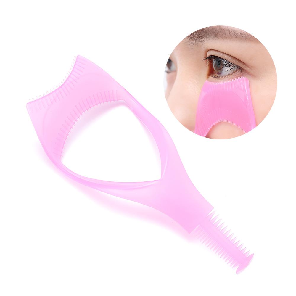 Protect Eyes Crystal Mascara Shield Make Up Brush 3-In-1 Eyelash Comb Template Applicator Tool