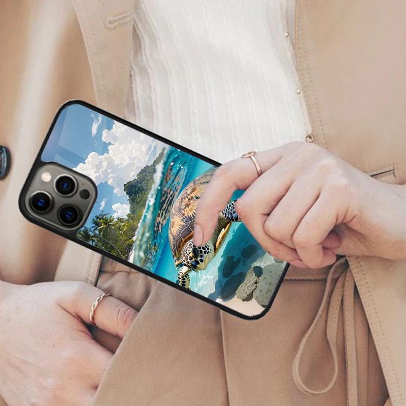 Магнитный чехол для телефона с плавающей морской черепахой для APPLE iPhone 17 Air 16 14 13 12 Pro Max 15 Plus Беспроводная зарядка с чехлом MagSafe
