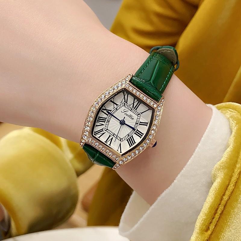 Wine Barrel Fashion Watch Female Student Simple Roman Scale Diamond-Encrusted Women'S Watch Temperament
