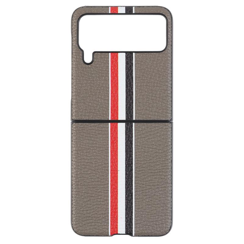 Чехол из полосатой кожи с крестообразным узором личи для Samsung Galaxy Z Flip 5 Flip 4 Flip 3 Чехол для телефона Полностью противоударный Роскошный кожаный чехол для ZFlip4 3