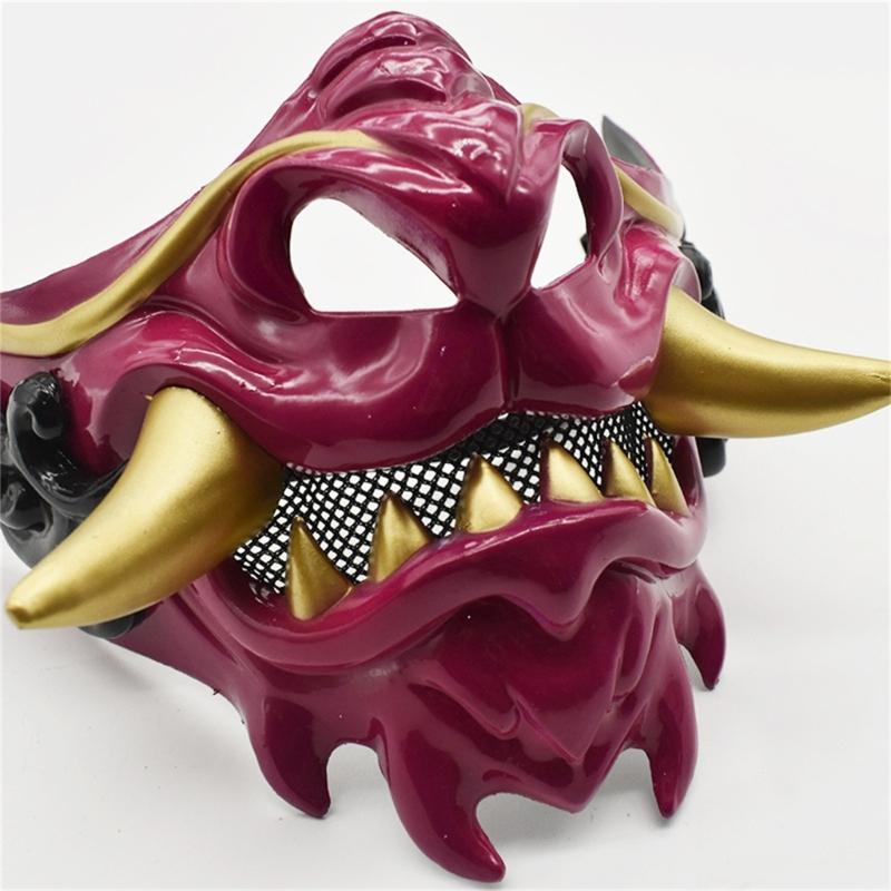 Half Face Mask Halloween Cosplay Mask Masquerade Mask Party Mask Japanese Mask Devil Samurais Mask for Carnivals