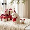 Desktop Festive Ornaments Plush White Sheep Christmas Ornament, Cute Knit Hat Lamb Tabletop Decoration, Soft Knitted Accessories Fabric Hanging