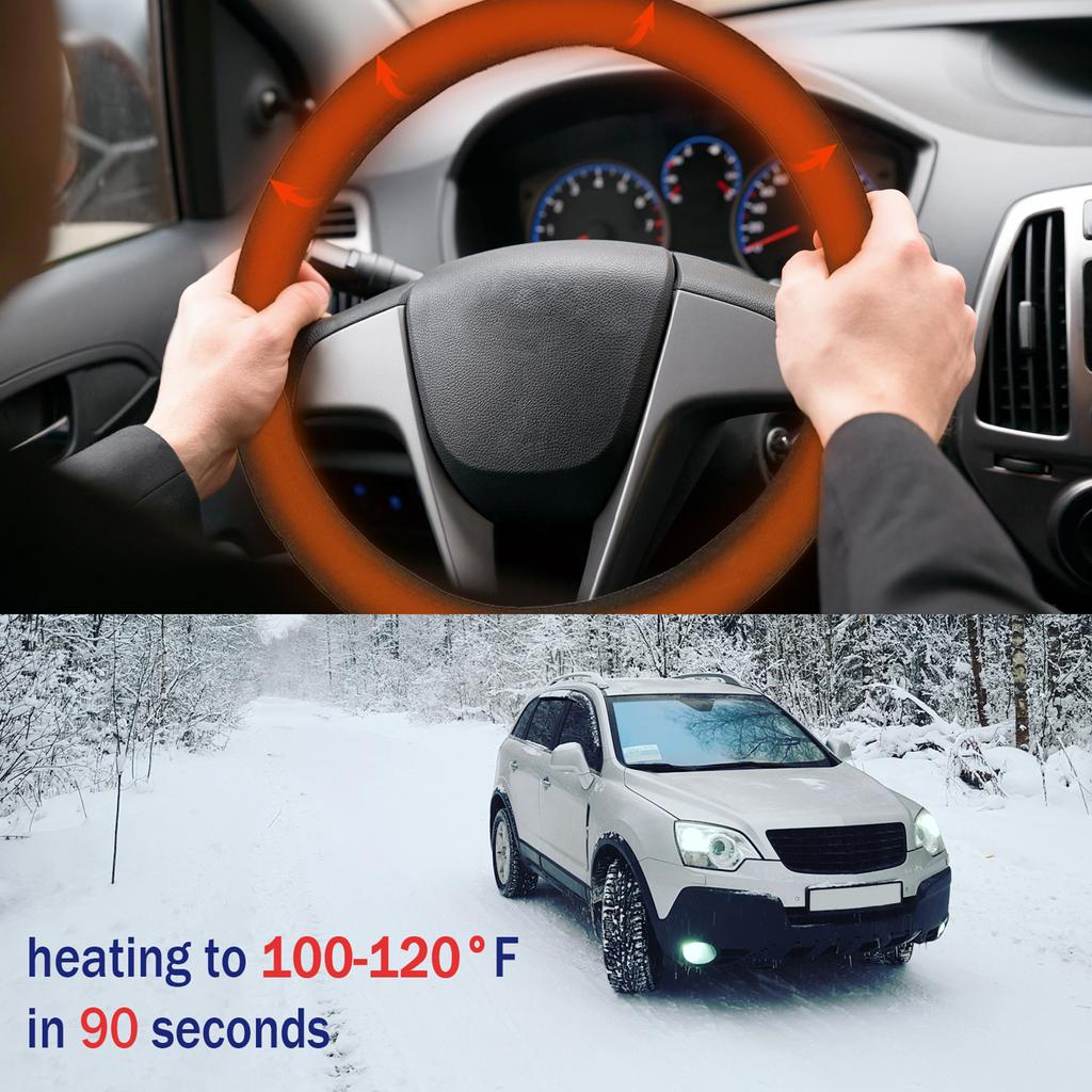Auto Heated Steering Wheel Cover Universal Size Quickly Heating Driving Hands Warmth Steering Wheel