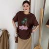 Футболки с коротким рукавом Harajuku с забавным принтом, женские летние футболки из чистого хлопка, повседневные футболки большого размера для женщин, уличные розовые топы Y2k