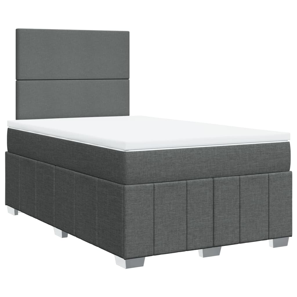 Box Spring Bed with Mattress Dark Gray 120x190 cm Fabric