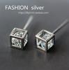 S925 Sterling Silver Cube Diamond Stud Earrings - European & American Style