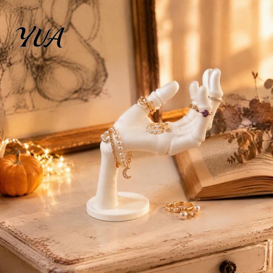 Jewelry Organizer for Rings Skeleton Hand Stand, Gothic Style Ring And Necklace Halloween Table Decoration Holder, 3D Printed Plastic Display