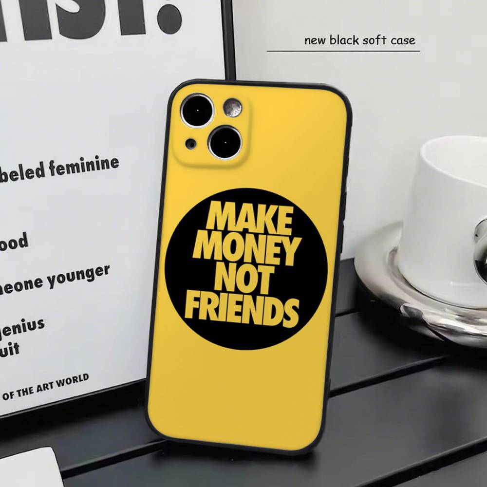ЗАРАБАТЫВАЙ ДЕНЬГИ, А НЕ ДРУЗЕЙ Для iPhone 15 16 14 Plus 13 12 11 17 Pro Max 17 Air Черный Мягкий Чехол для Телефона