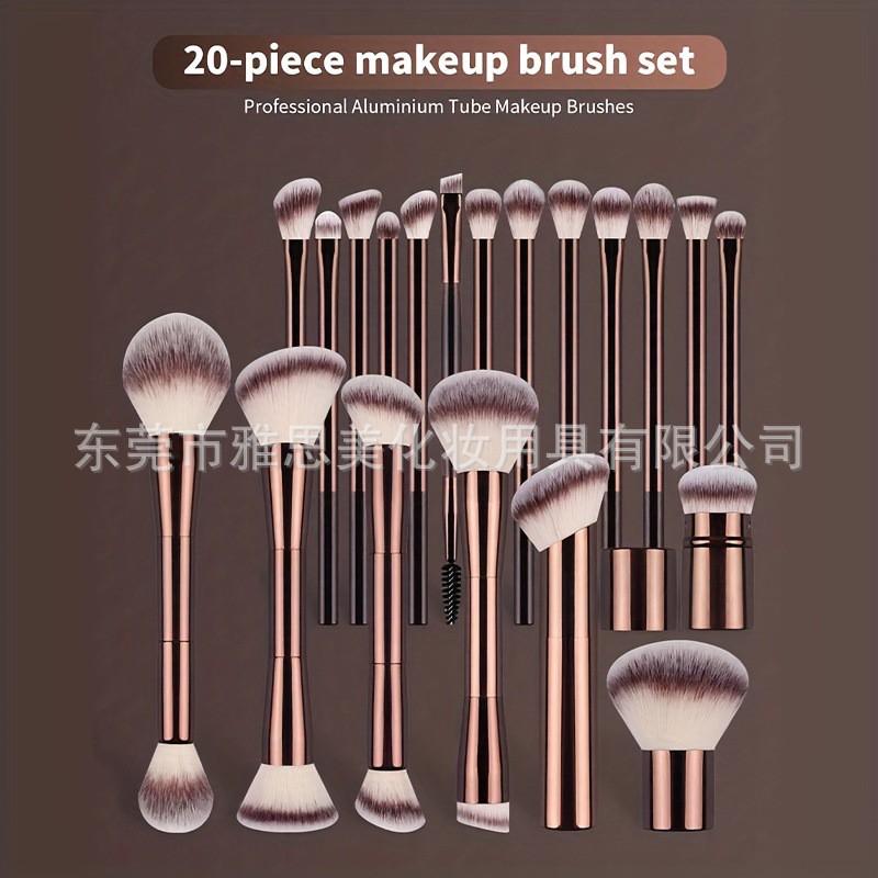 20Pcs Professional Face Makeup Brush Set Retractable Foundation Dual-Ended Powder Blush