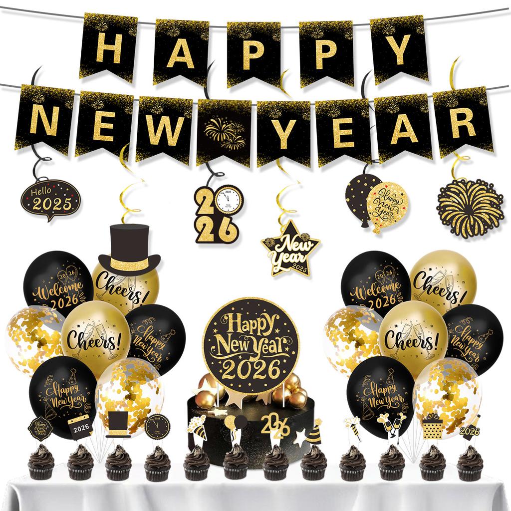 Тематическая вечеринка на Новый год, украшение, вечеринка в канун Нового года, семейное оформление, флаг, набор спиральных шаров