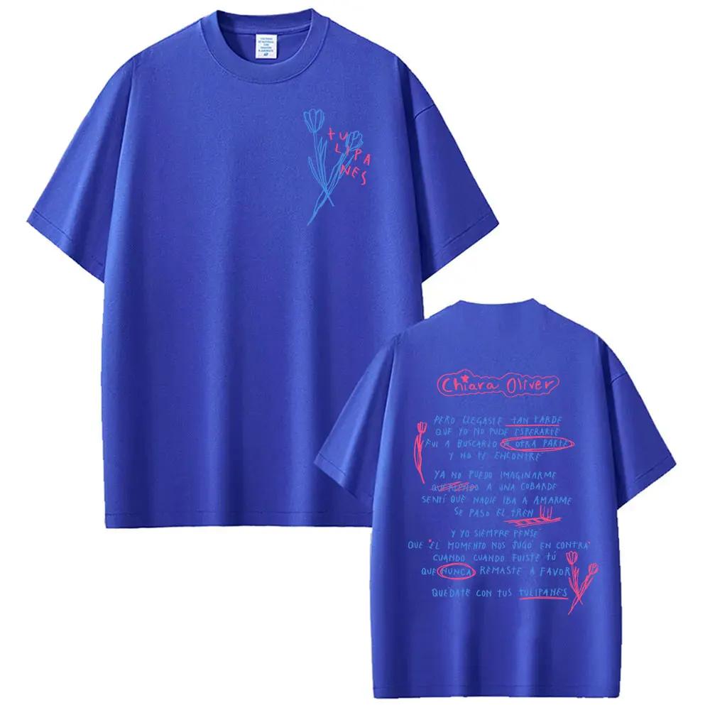 Singer CHIARA OLIVER Album Letters Graphic T-shirts Men Women Hot Sale Casual Cotton T Shirt Vintage Pop Music T-shirt Tops