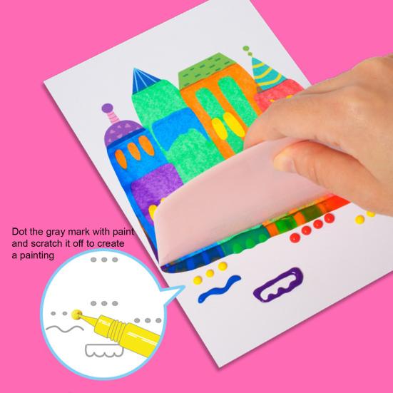 1 набор DIY Rainbow Scratch Painting Kit с красками, ручками, наклейкой-скребком
