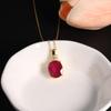 S925 Silver Pendant Necklace Luxury Large Gem Natural Filled Ruby for Women Anniversary & Engagement & Banquet Gift