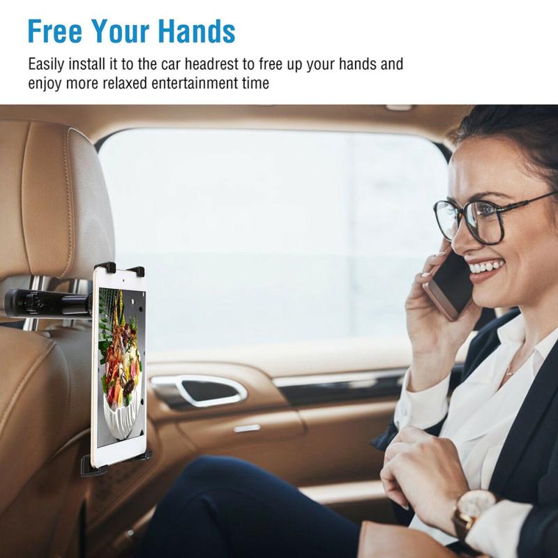 Автомобильный держатель подголовника на заднем сиденье, регулируемый кронштейн для задней подушки, совместим с Ipad, планшетным телефоном